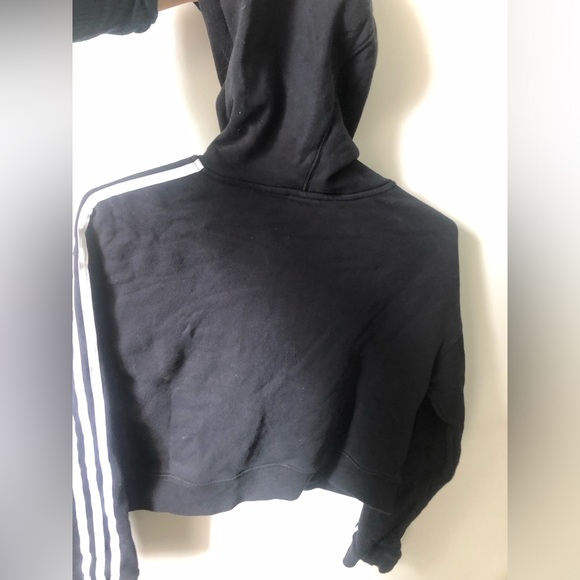 Adidas 3 stripes short hoodie-women- size xs-black and white - Picture 4 of 4